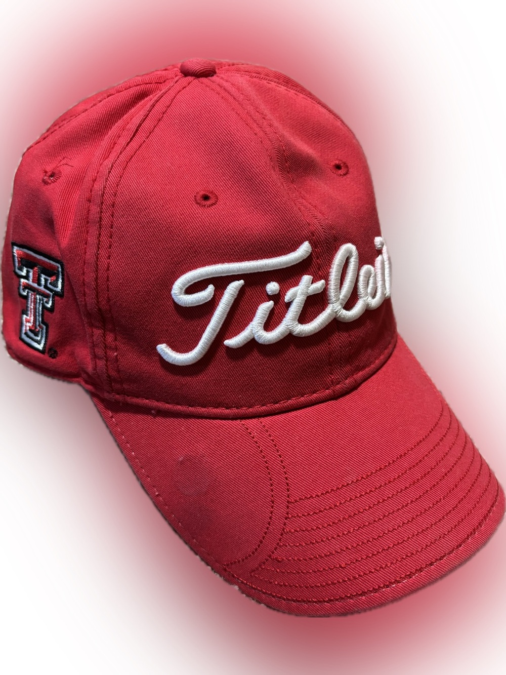 239. Titleist White Script Red Golf Cap Texas Tech